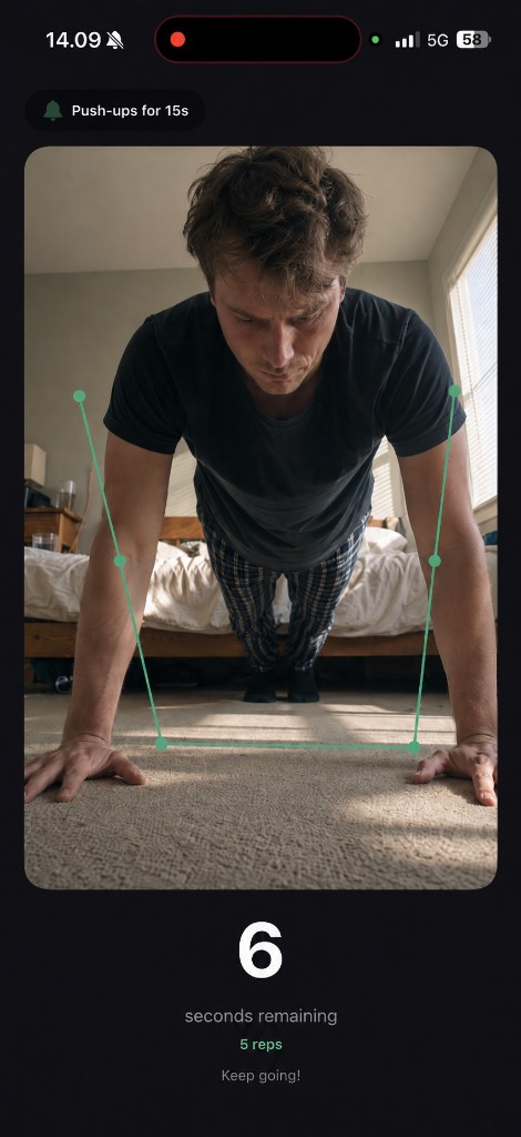 06AM push-up mission on iPhone